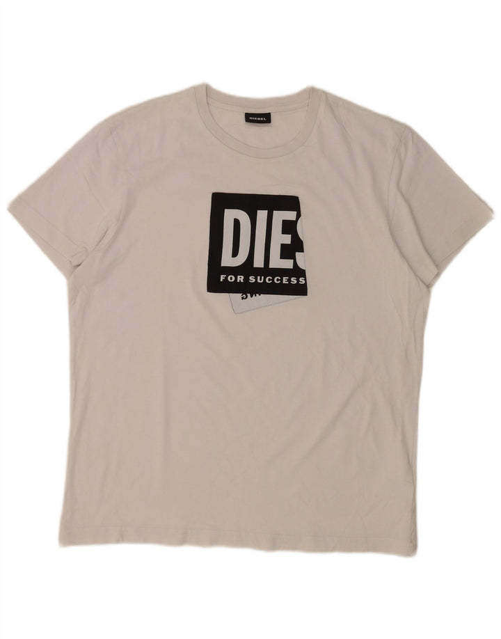 Diesel Herren Grafik-T-Shirt-Oberteil XL aus weißer Baumwolle