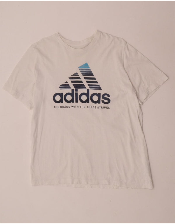 Adidas Herren Graphic T-Shirt Oberteil Large Weiß Baumwolle