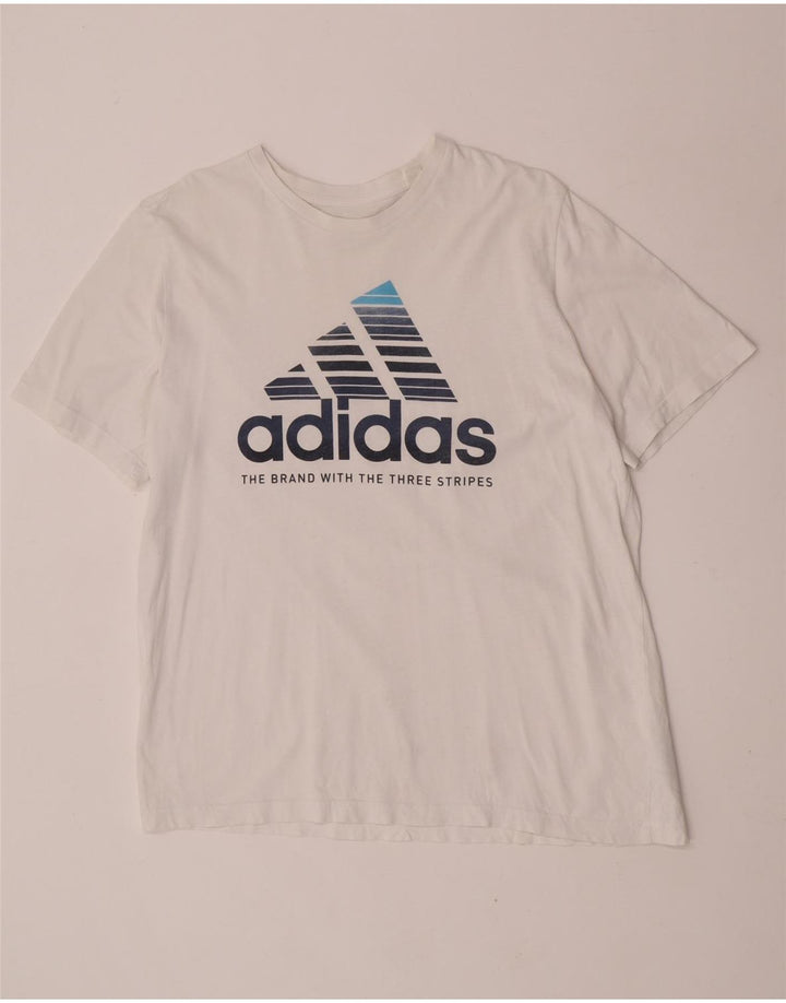 Adidas Herren Graphic T-Shirt Oberteil Large Weiß Baumwolle