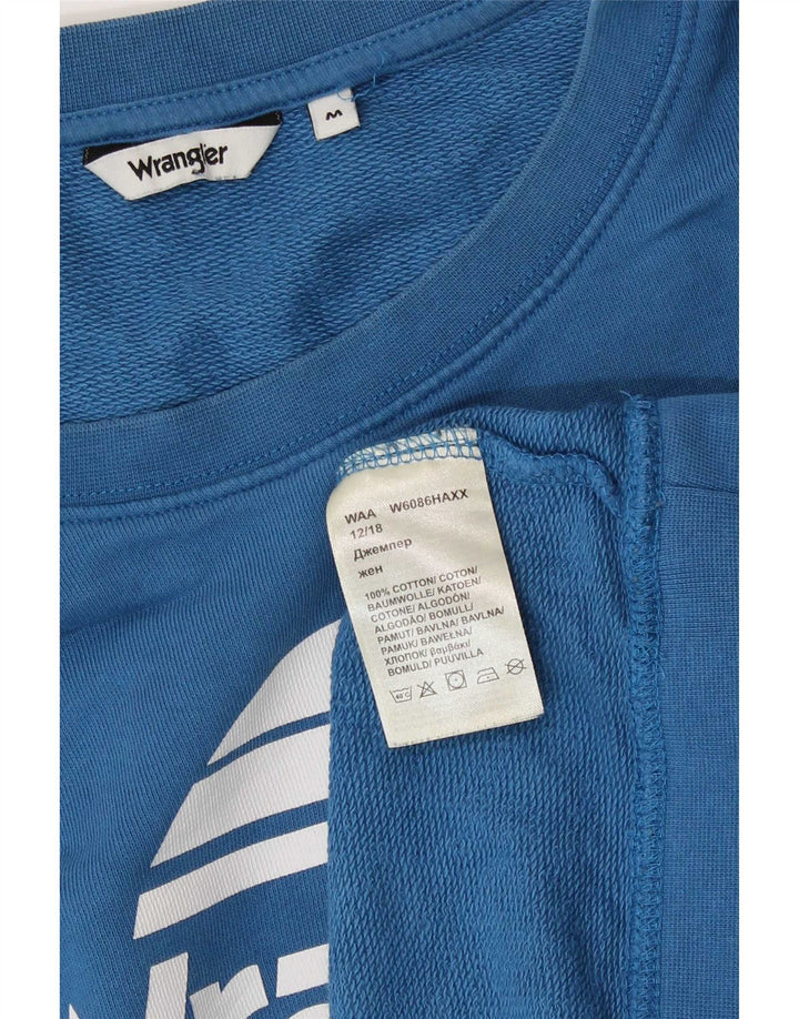 Wrangler Womens Graphic Sweatshirt Pullover UK 14 Mittelblaue Baumwolle