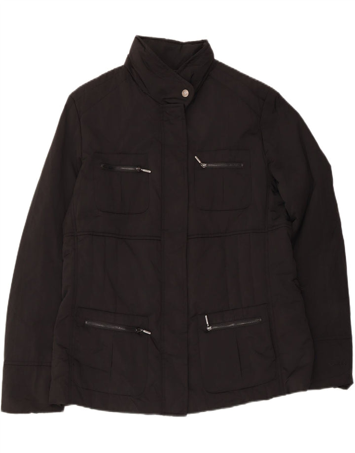 Geox Damen Respira Hooded Utility Jacke UK 14 Large Schwarz Polyester