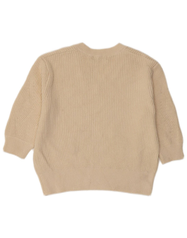 MARKS & SPENCER Damen Crop V-Ausschnitt Pullover Pullover UK 10 Small Beige