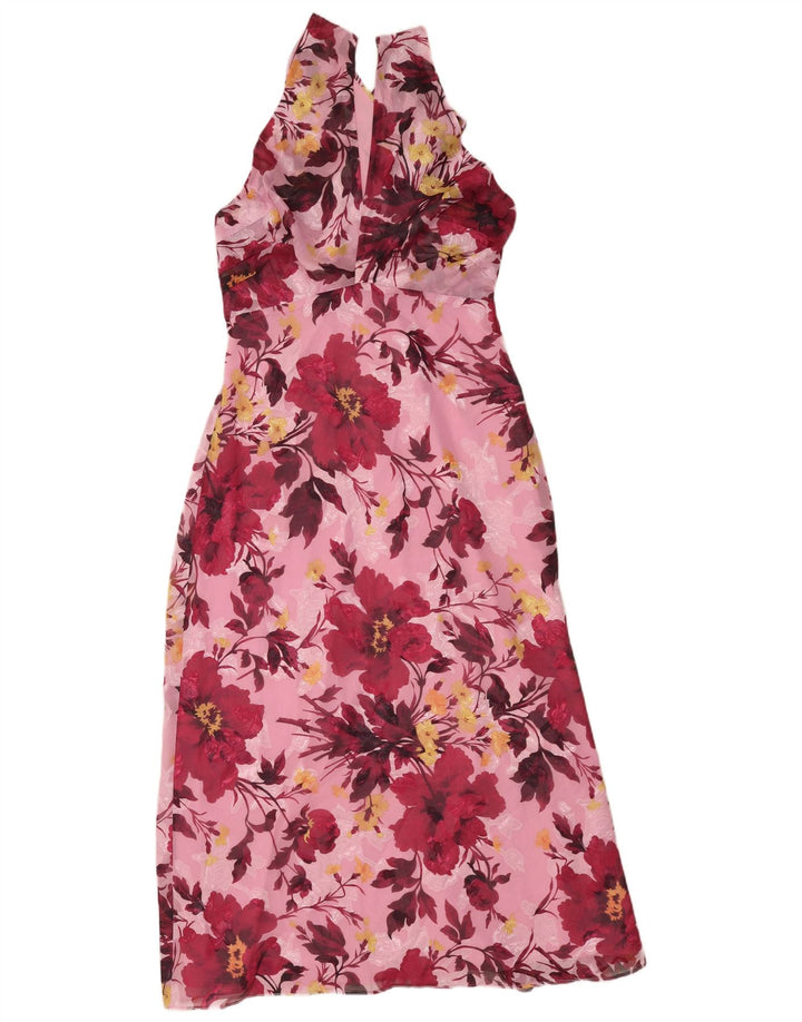 Oasis Neckholder-Maxikleid für Damen, UK 10, Größe S, rosa, geblümt, Polyester