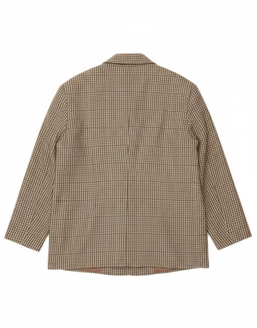 Vintage Damen 2-Knopf-Blazer-Jacke IT 46 Große Khaki-Gingham-Wolle