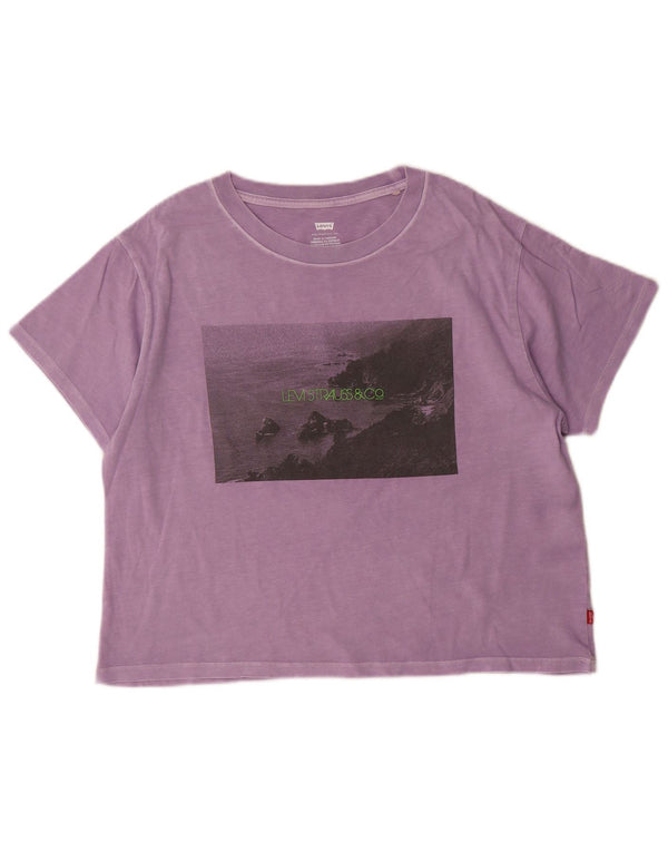 Levi's Damen-T-Shirt in Übergröße mit Grafik, UK 10, Größe S, Lila, Baumwolle