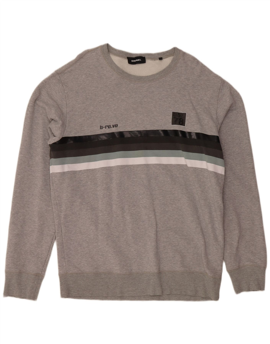 DIESEL Herren Sweatshirt Pullover XL grau gestreift Baumwolle