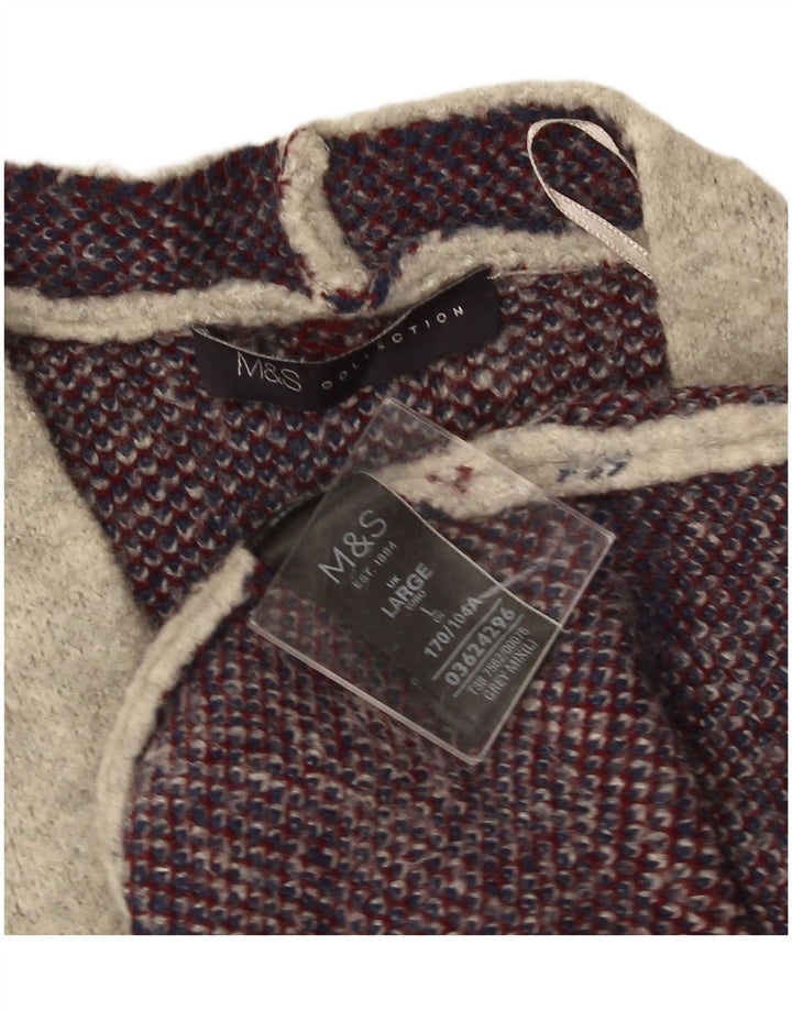 Marks & Spencer Damen Longline-Cardigan-Pullover UK 16 Large Grau kariert