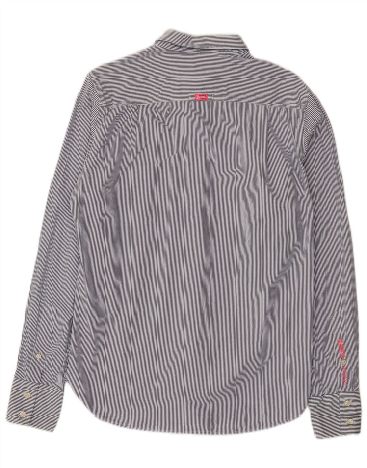Superdry Herrenhemd aus mittelblauer Nadelstreifen-Baumwolle