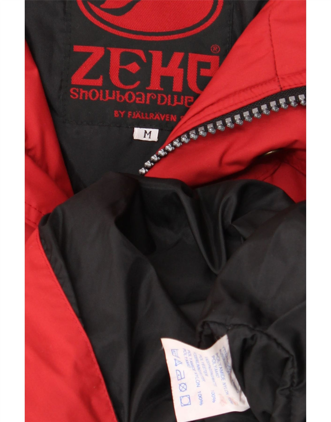 Fjall Raven Herren-Skijacke mit Kapuze, UK 38, mittelrotes Colourblock-Nylon