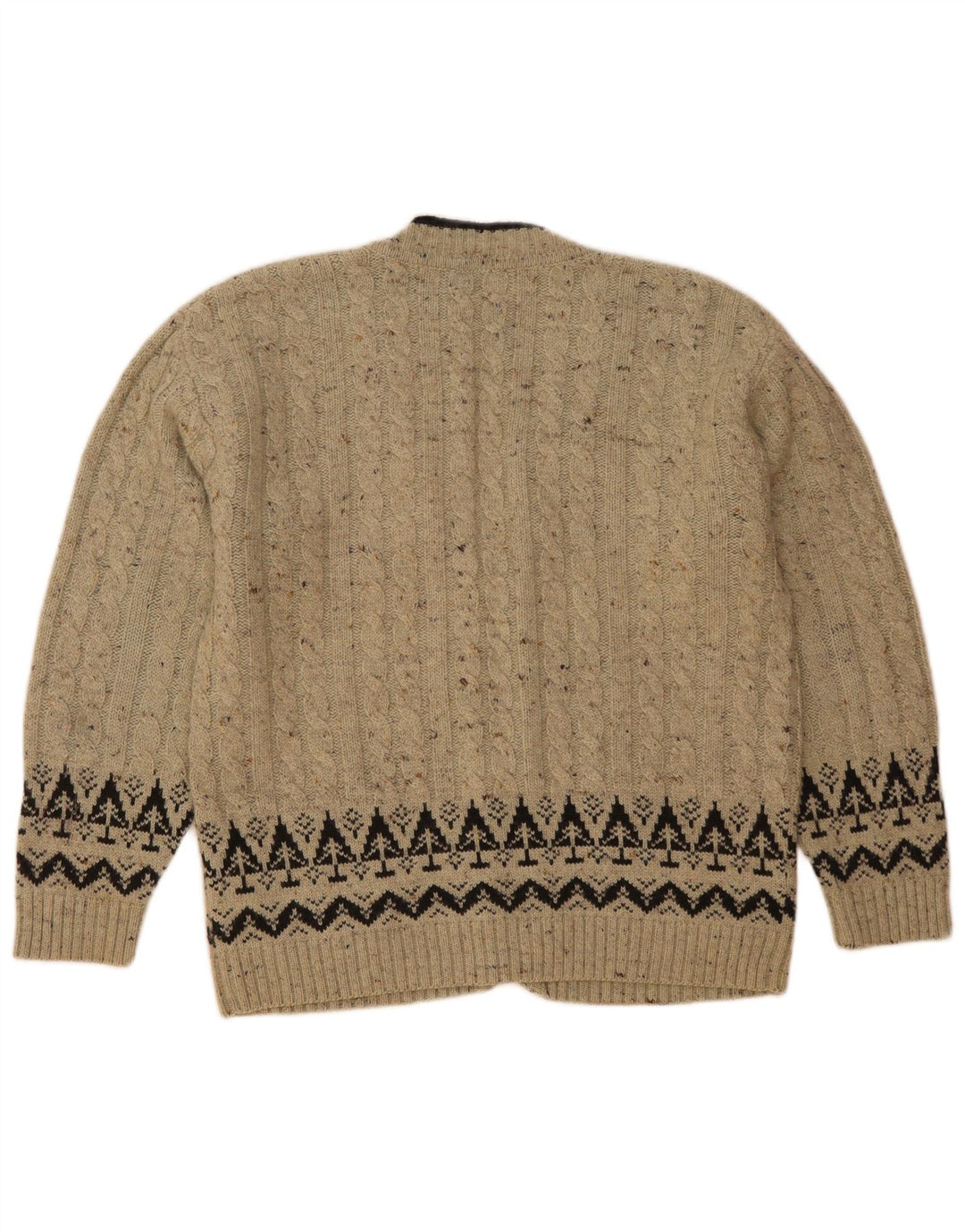 Vintage Herren Cardigan Pullover IT 50 Mittelgraue Fair Isle Wolle