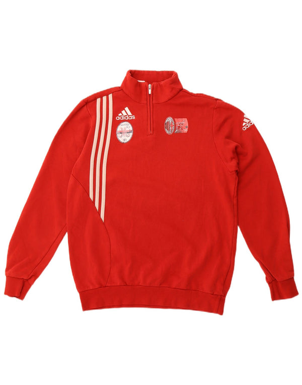 Adidas Jungen AC Milan Sweatshirt mit Reißverschluss, 15–16 Jahre, rote Baumwolle