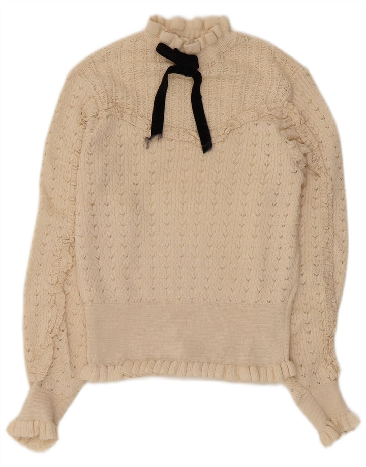 Zara Damen-Pullover mit Rollkragen, durchsichtig, Gr. 8, Off-White