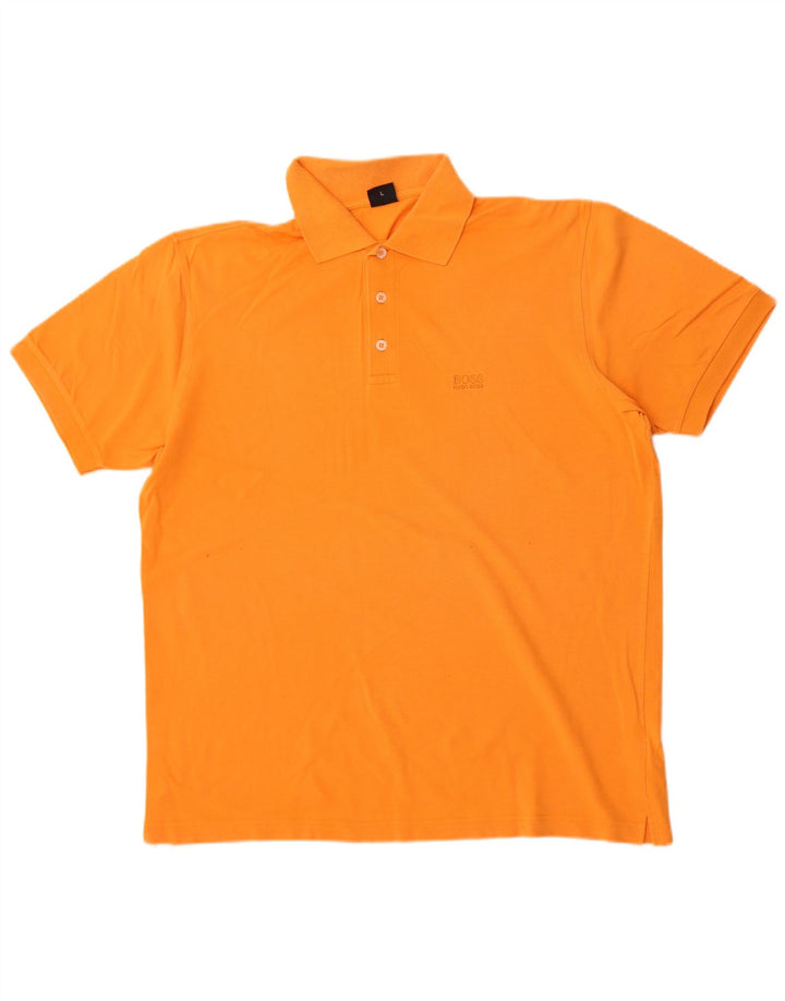Hugo Boss Herren-Poloshirt, große orangefarbene Baumwolle