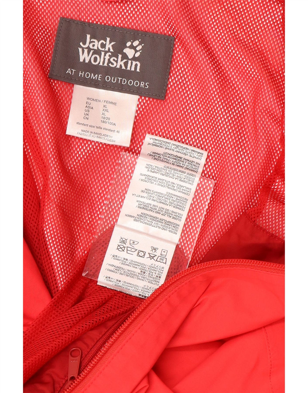 JACK WOLFSKIN Damen Regenjacke mit Kapuze UK 18/20 XL Rot Polyamid