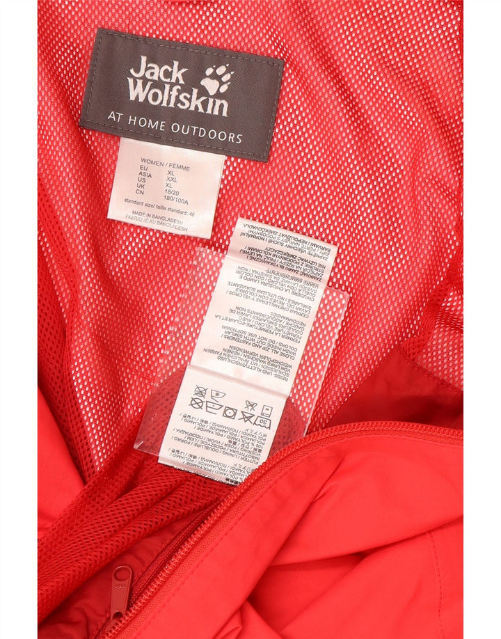 JACK WOLFSKIN Damen Regenjacke mit Kapuze UK 18/20 XL Rot Polyamid