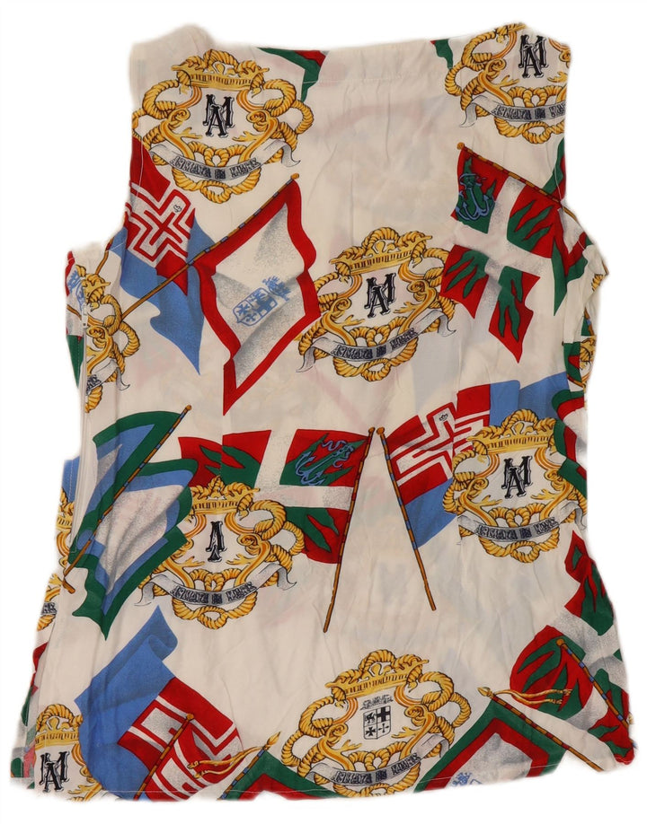 Armata Di Mare Damen-Blusenoberteil mit abstraktem Muster IT 44 Mittelweiß