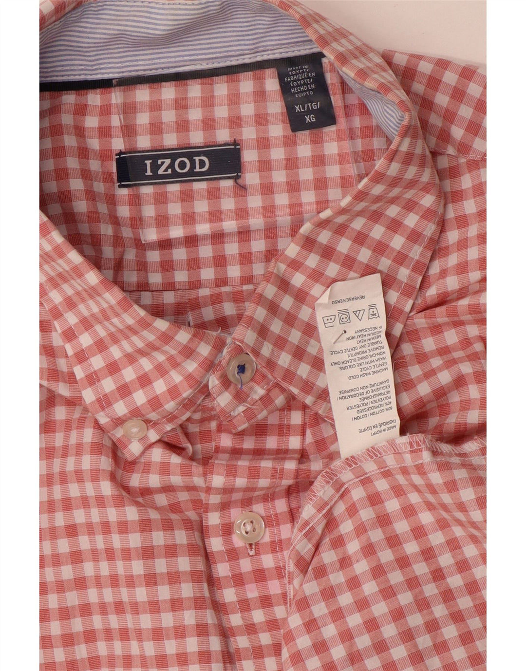 IZOD Herrenhemd XL, rosa Gingham-Baumwolle