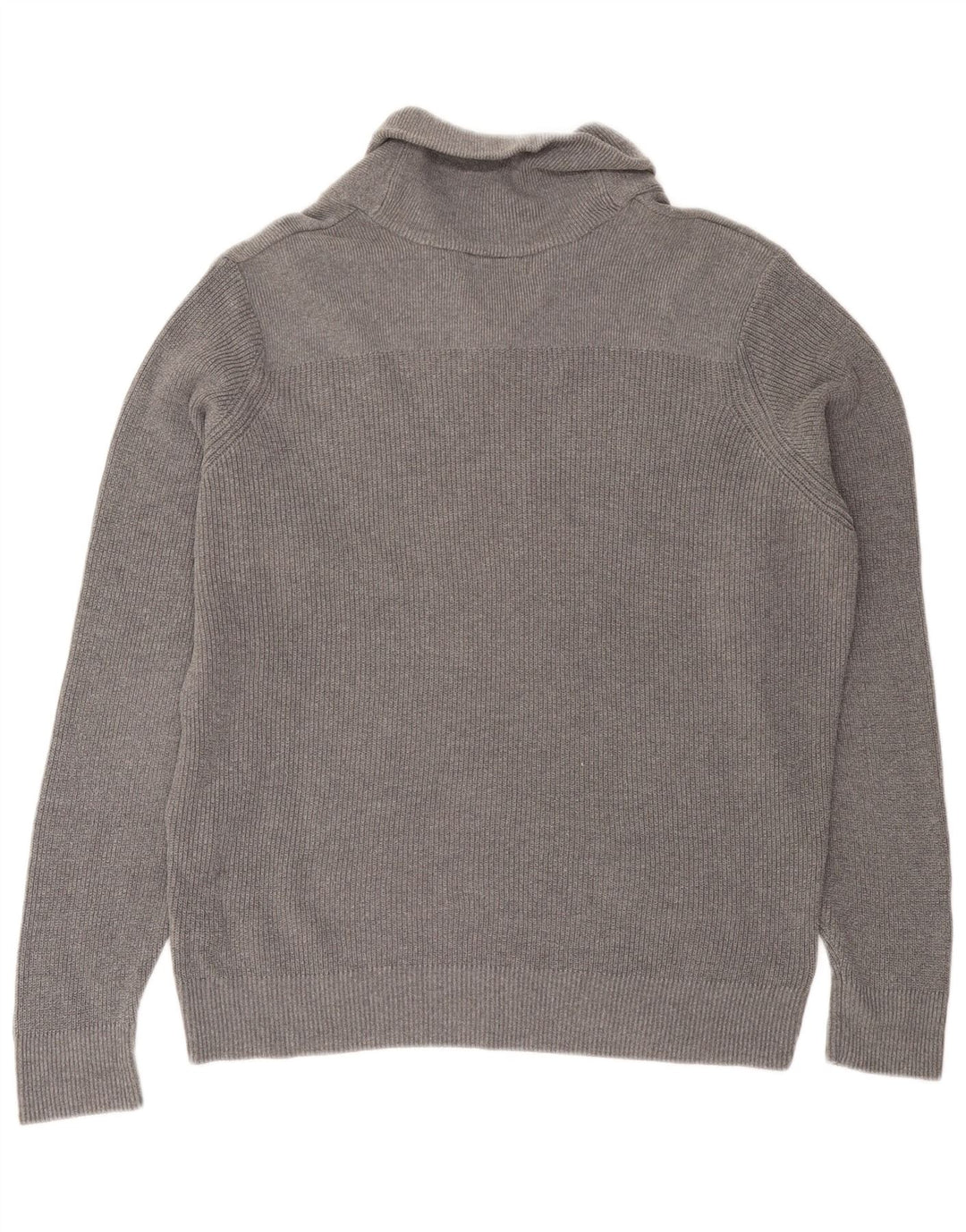 Marks & Spencer Herren-Pullover mit Schalkragen, groß, aus grauer Baumwolle