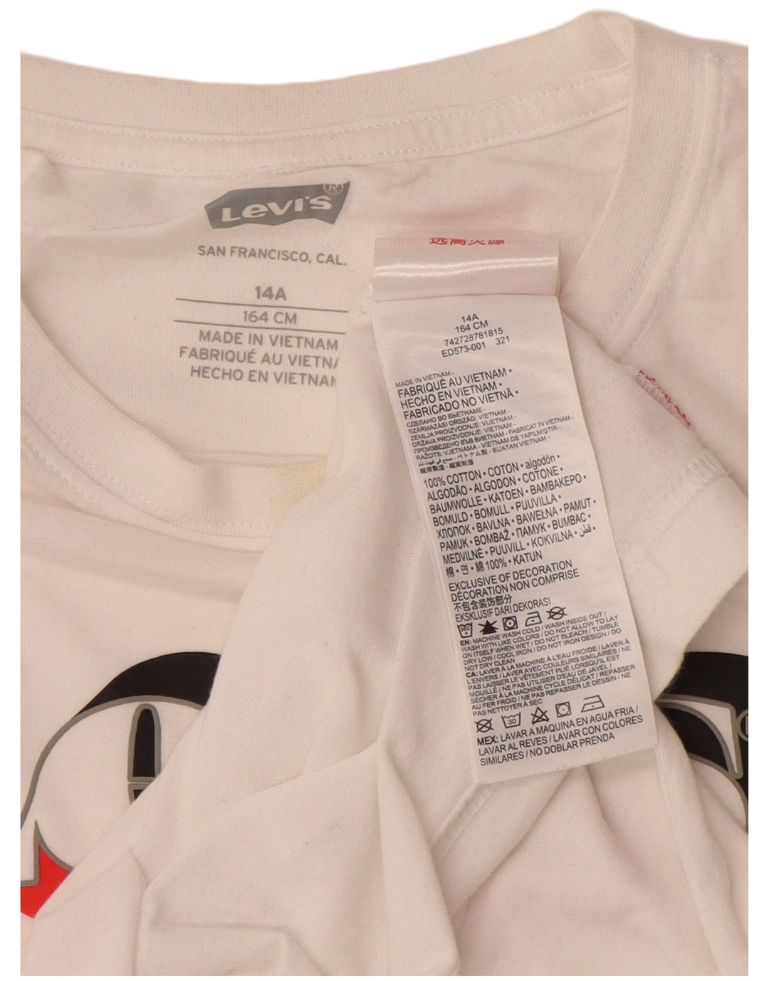 LEVI'S Jungen-T-Shirt mit Grafik, 13–14 Jahre, weiße Baumwolle