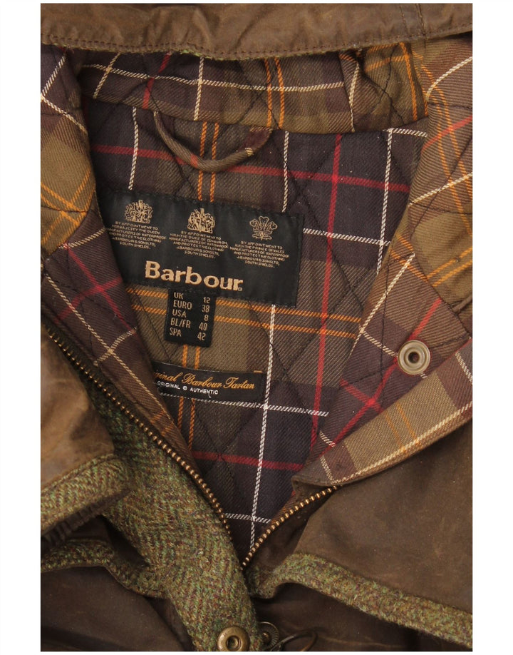 Barbour Damen-Jacke aus gewachster Baumwolle mit Kapuze, UK 12, mittelbraune Baumwolle