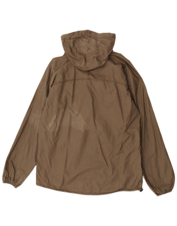 Vintage Damen Kapuzenpullover Regenjacke UK 14 Medium Khaki Baumwolle