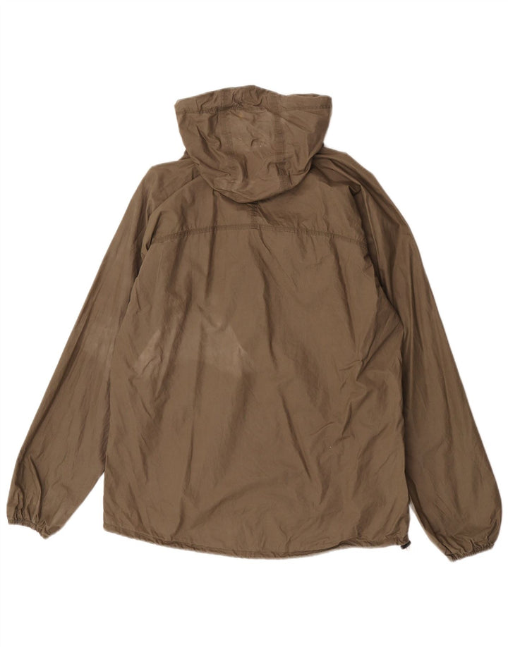 Vintage Damen Kapuzenpullover Regenjacke UK 14 Medium Khaki Baumwolle