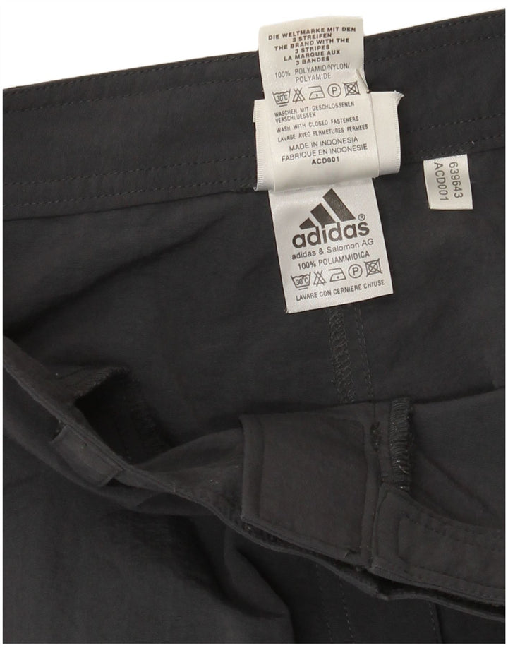 Adidas Damen Caprihose UK 14 Large W32 L21 Graues Polyamid