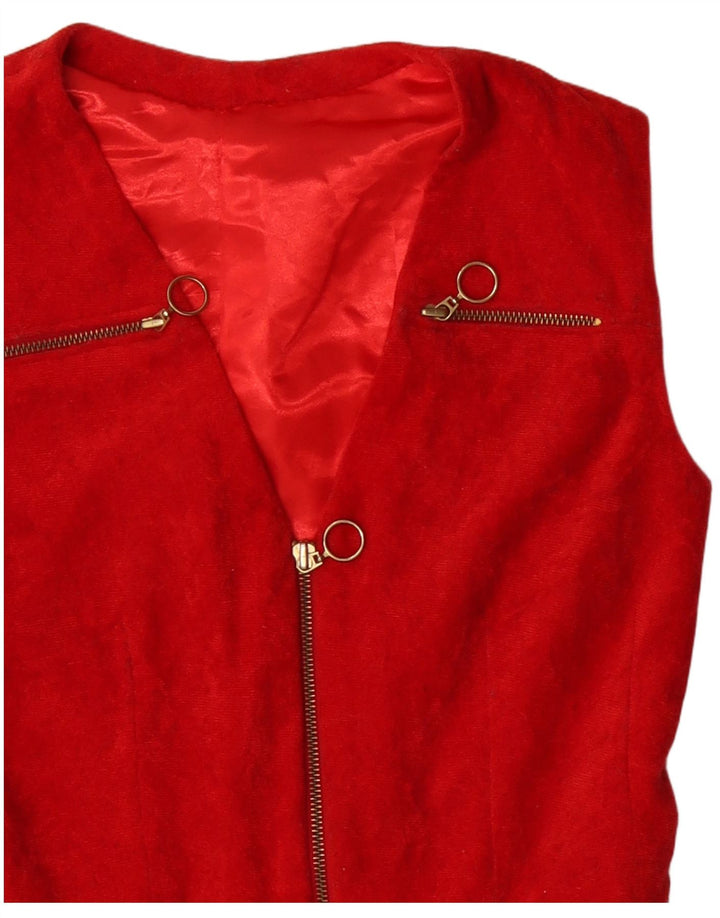 VINTAGE Damen Weste UK 14 Mittelrot
