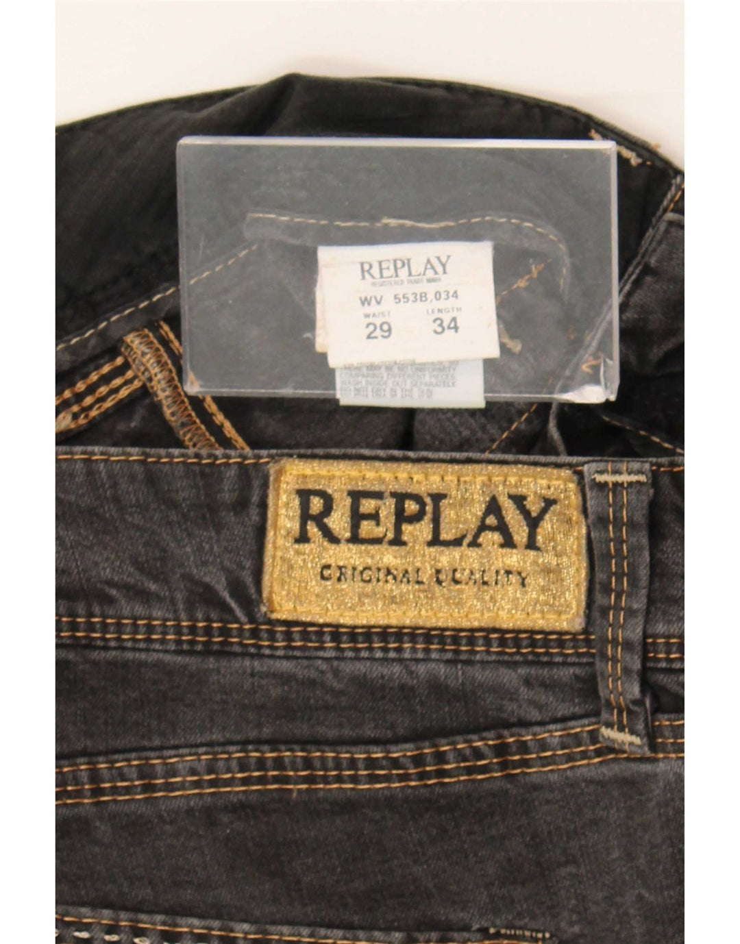 Replay Damen Slim Jeans W29 L34 Graue Baumwolle