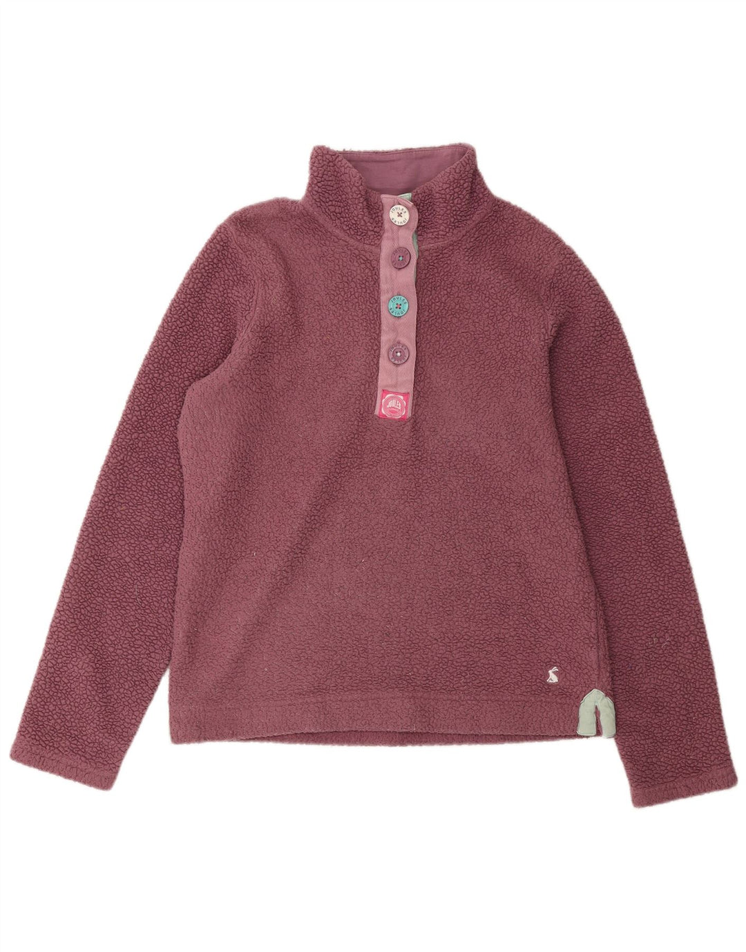 JOULES Womens Oversized Button Neck Fleece Jumper UK 10 Small Purple