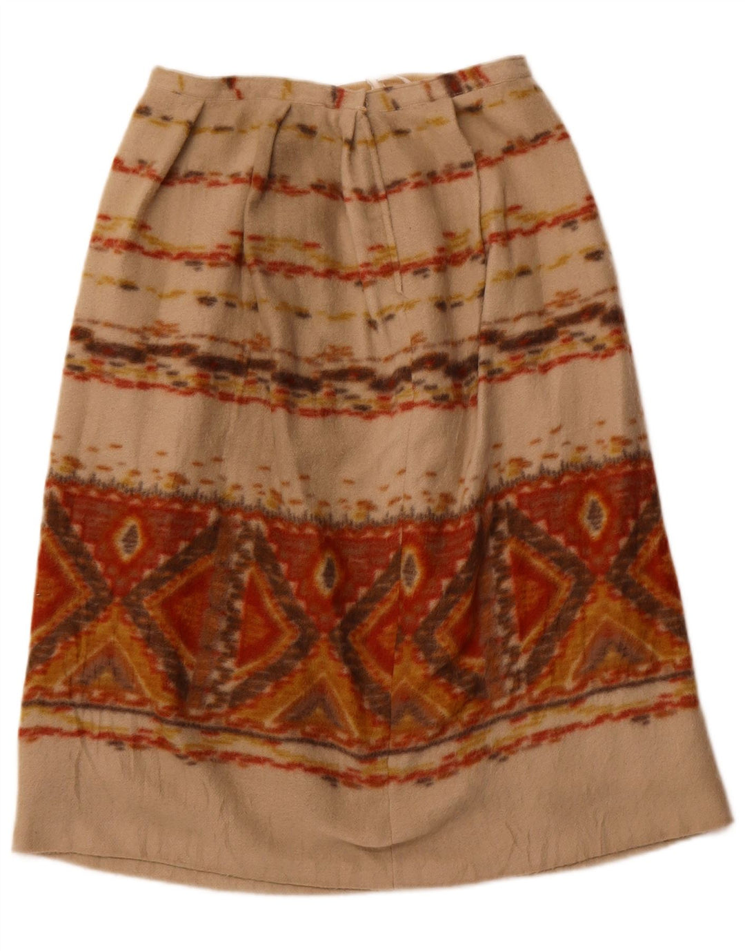 VINTAGE Damen A-Linienrock W28 Mittelbeige geometrisch
