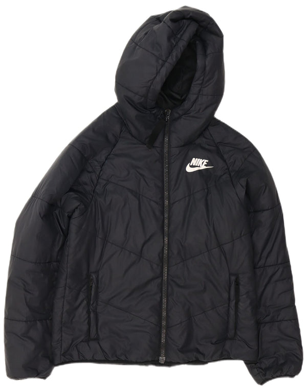 Nike Damen-Kapuzen-Übergröße, wattierte Jacke, UK 10, Größe S, Schwarz, Polyester
