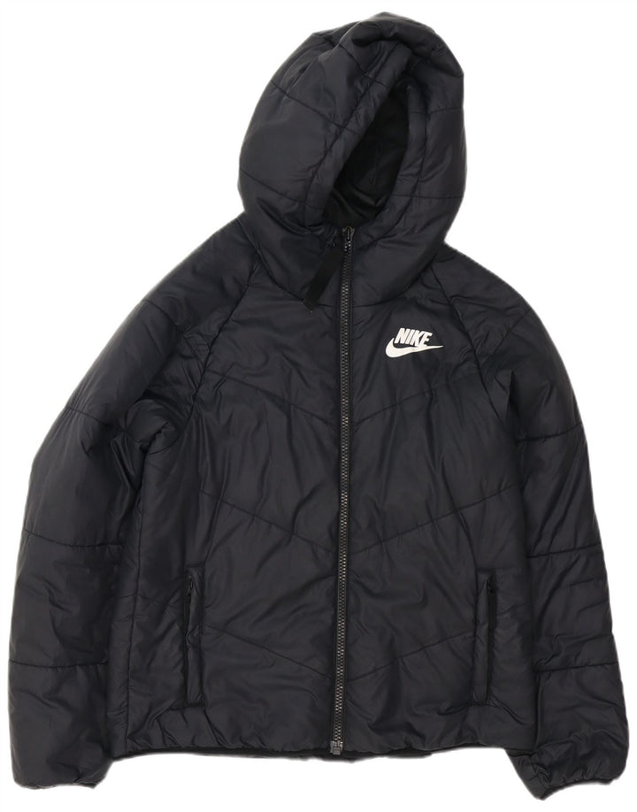 Nike Damen-Kapuzen-Übergröße, wattierte Jacke, UK 10, Größe S, Schwarz, Polyester