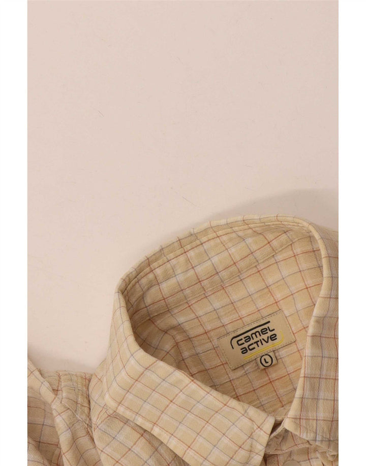 Camel Active Herren-Kurzarmhemd, groß, beige kariert