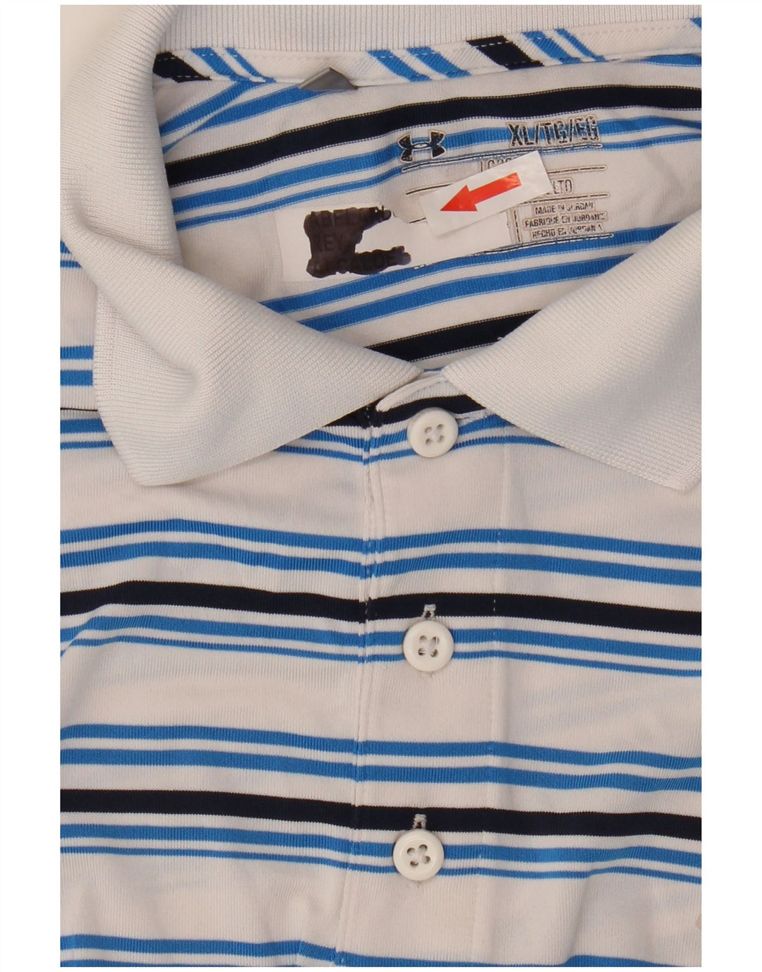 Under Armour Herren Poloshirt XL weiß gestreift aus Polyester