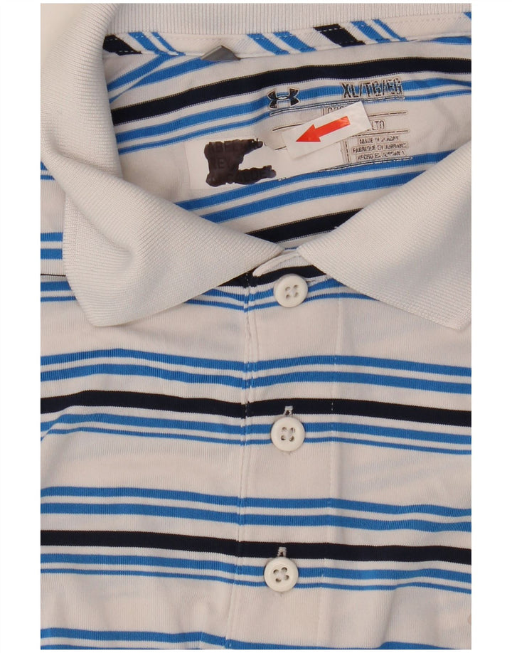 Under Armour Herren Poloshirt XL weiß gestreift aus Polyester