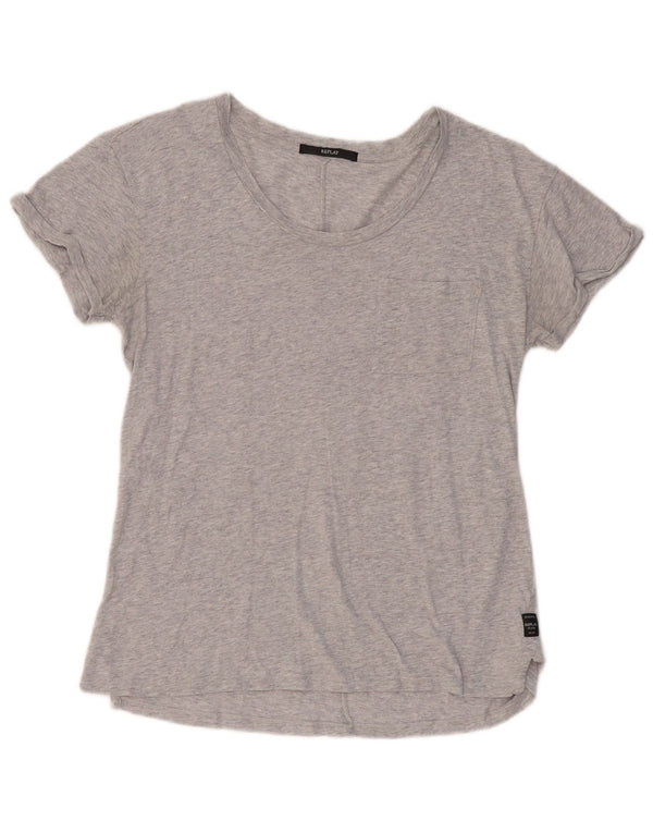 REPLAY Damen T-Shirt Top UK 10 Small Grau