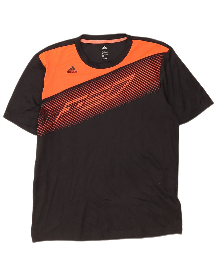 Adidas Herren Grafik-T-Shirt-Oberteil Mittelschwarzes Colourblock-Polyester