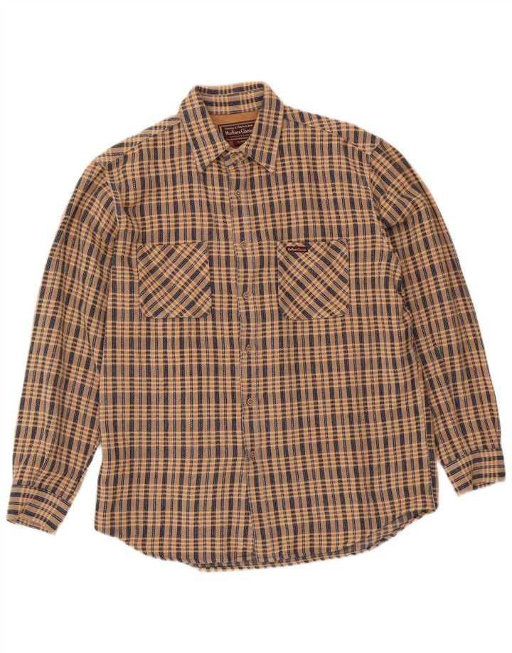 Marlboro Classics Herren-Flanellhemd, groß, beige, kariert, Baumwolle