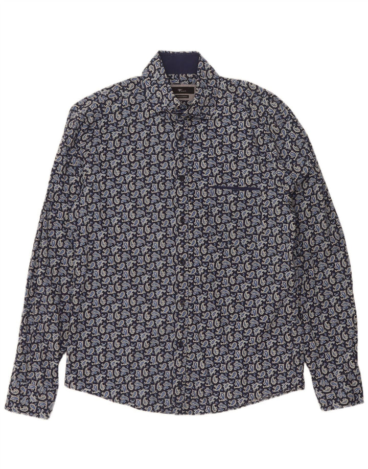 Venti Herren-Hemd in limitierter Auflage, mittleres Marineblau, Paisley-Baumwolle