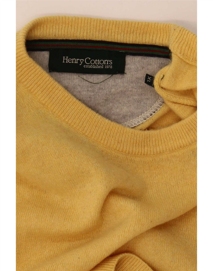 Henry Cottons Herren-Pullover mit Rundhalsausschnitt, XL, Gelb