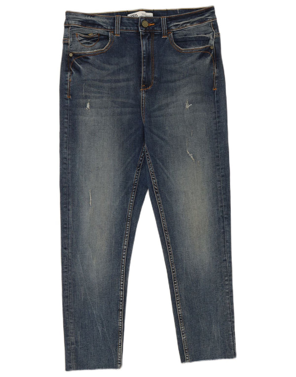 Zara Damen-Cropped-Jeans EU 40 Medium W30 L24 Blaue Baumwolle