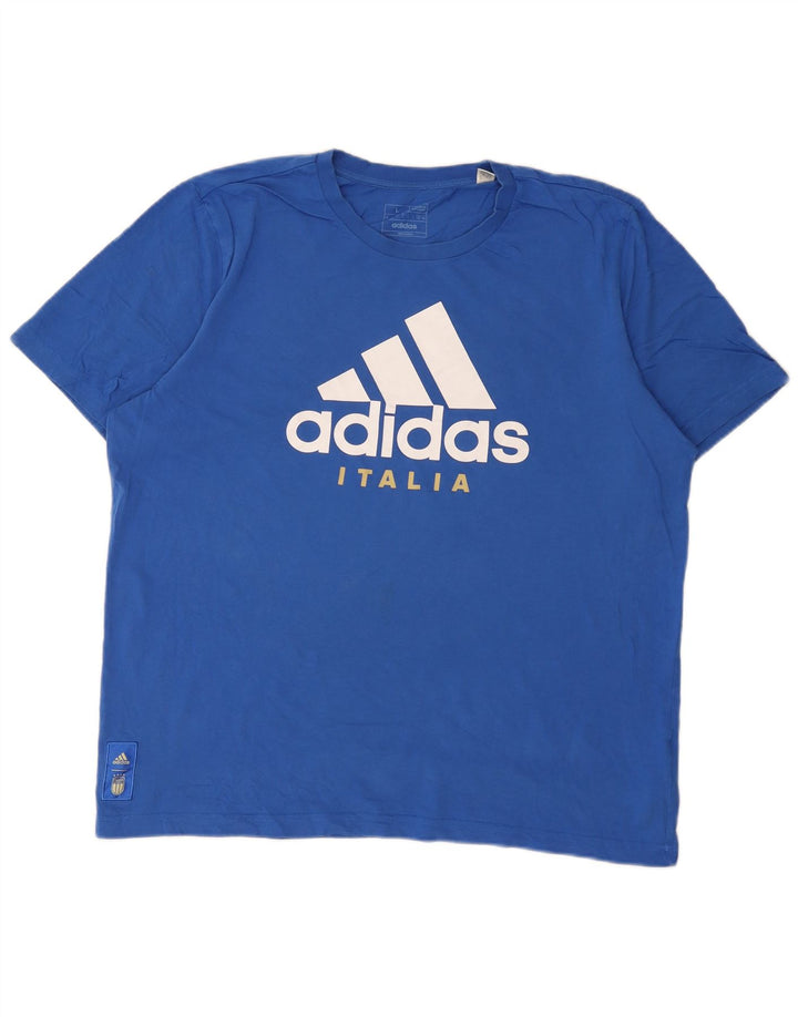 ADIDAS Herren T-Shirt mit normaler Passform, Grafik, Größe L, Blau, Baumwolle