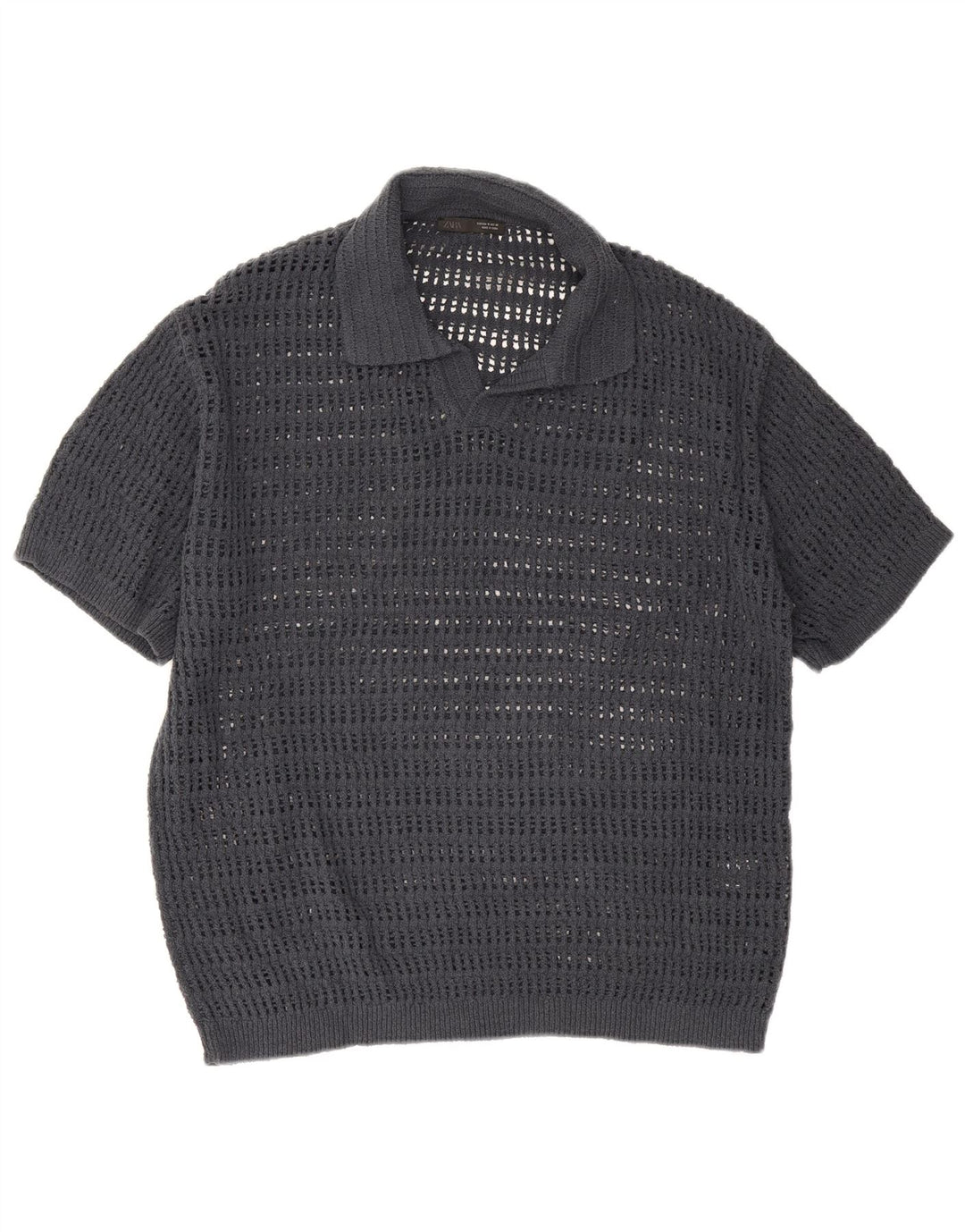 Zara Herren-Poloshirt aus mittelgrauer Baumwolle