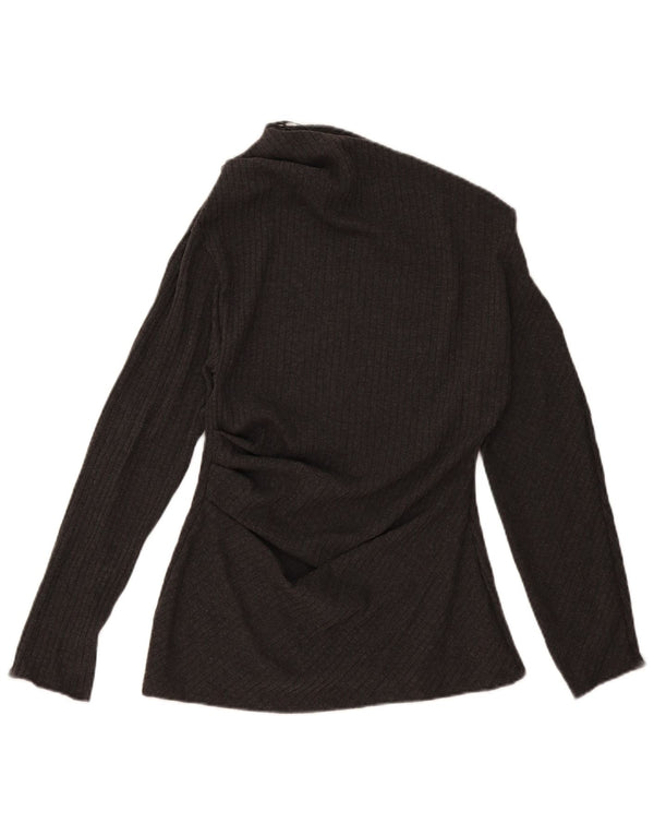 Zara Damen One Shoulder Top UK 14 Large Grau Polyester