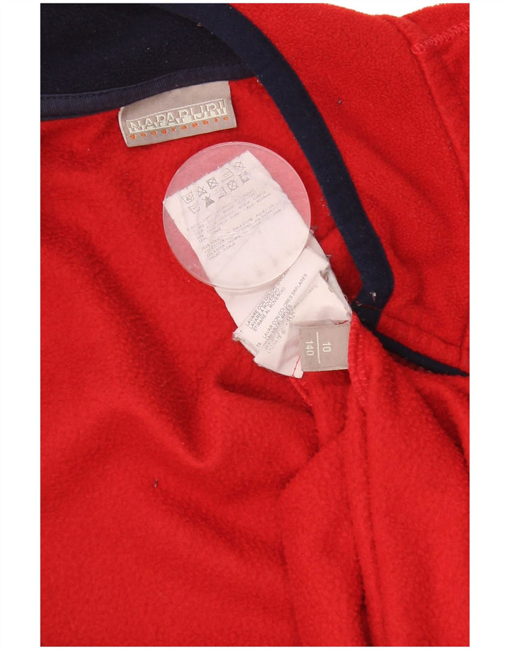 Napapijri Jungen-Fleecejacke mit Grafik, 9–10 Jahre, rotes Polyester