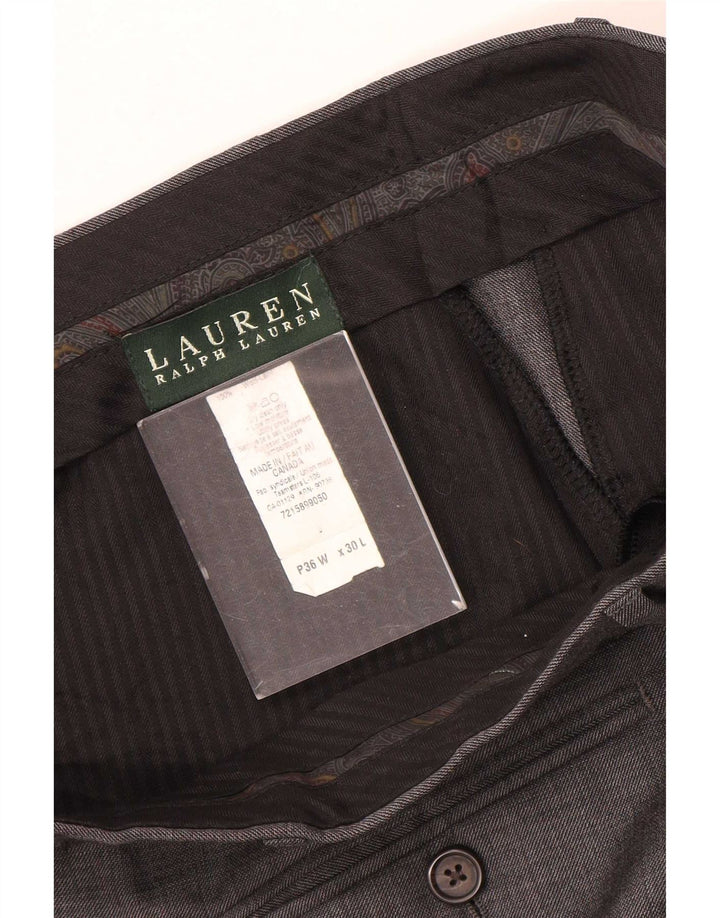 Gerade Anzughose für Herren von Ralph Lauren, W36, L30, graue Wolle