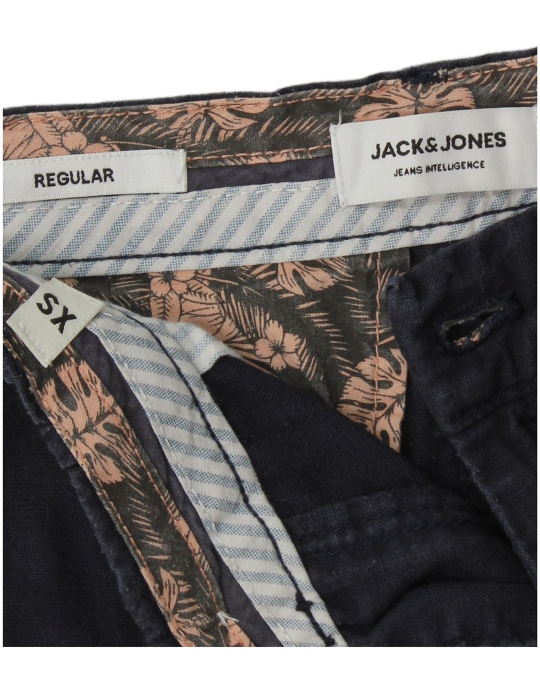 JACK & JONES Herren-Chinoshorts mit normaler Passform, XS W28, marineblaues Leinen