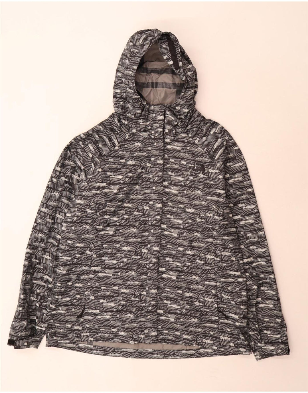 The North Face Damen-Regenjacke mit Kapuze, UK 18, XL, grau gestreift, Polyester