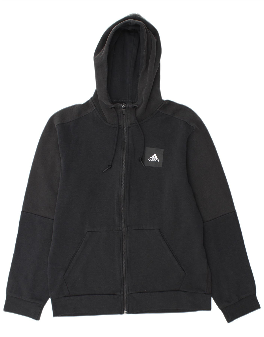 Adidas Herren-Kapuzenpullover mit Reißverschluss, mittelschwarz, Baumwolle